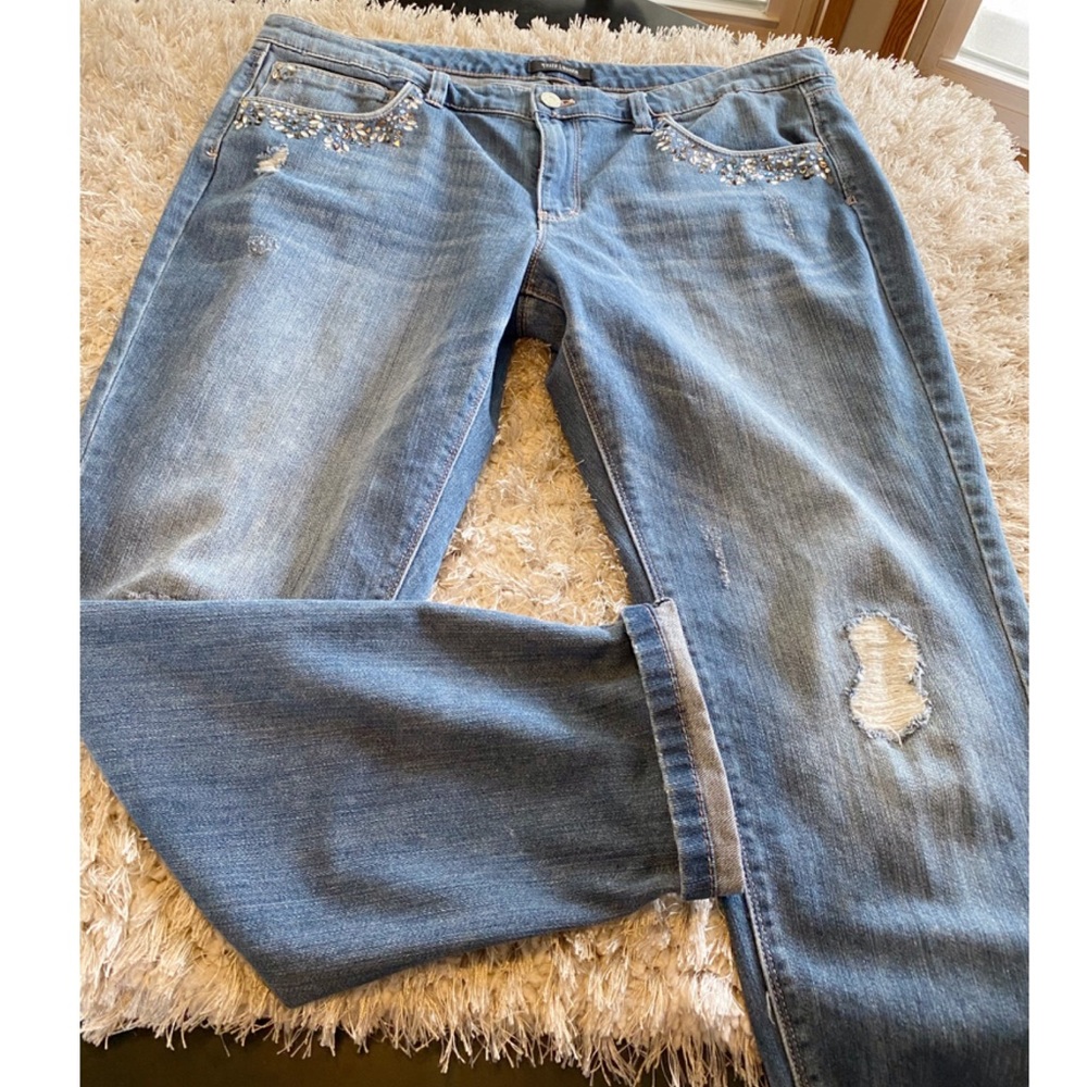 WHBM Distressed Girlfriend Jeans Size 14